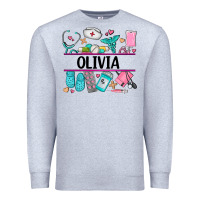 Heather Grey nurse elements with costom name Premium Sweatshirt - AdoDesignShop