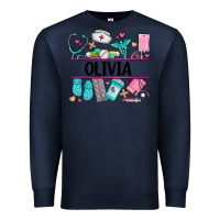 Navy nurse elements with costom name Premium Sweatshirt - AdoDesignShop