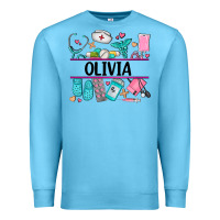 Ocean Blue nurse elements with costom name Premium Sweatshirt - AdoDesignShop