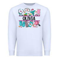 White nurse elements with costom name Premium Sweatshirt - AdoDesignShop