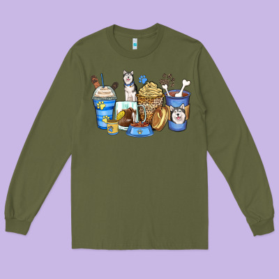 Siberian Husky Coffee Cups Long Sleeve Tee Designed By Zillion Design Studio