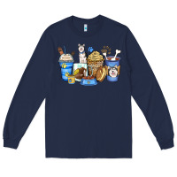 Navy siberian husky coffee cups Long Sleeve Tee - Zillion Design Studio