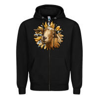 Black sunflower with goat Zipper Hoodie - RanaPortraitStore
