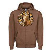 Chestnut sunflower with goat Zipper Hoodie - RanaPortraitStore