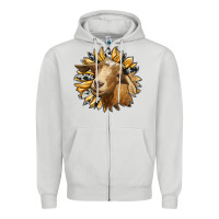 Dove Grey sunflower with goat Zipper Hoodie - RanaPortraitStore