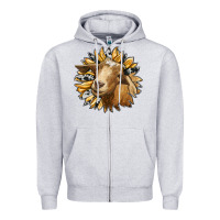 Heather Grey sunflower with goat Zipper Hoodie - RanaPortraitStore