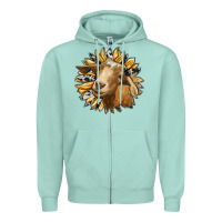 Seafoam sunflower with goat Zipper Hoodie - RanaPortraitStore