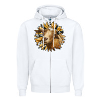White sunflower with goat Zipper Hoodie - RanaPortraitStore