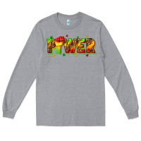 Heather Grey power juneteenth Long Sleeve Tee - texasbilliewilder