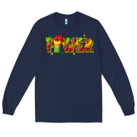 Navy power juneteenth Long Sleeve Tee - texasbilliewilder