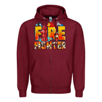 Burgundy firefighter Zipper Hoodie - Zillion Design Studio