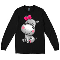 Black cute hippopotamus Long Sleeve Tee - AdoDesignShop