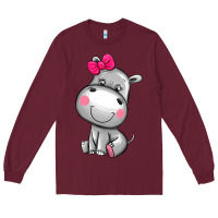 Burgundy cute hippopotamus Long Sleeve Tee - AdoDesignShop