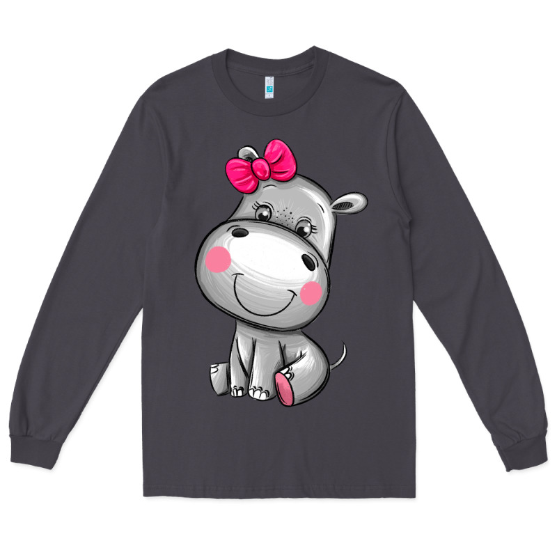 Cute Hippopotamus Long Sleeve Tee by AdoDesignShop | Teevron