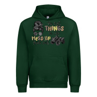 Forest Green the best things in life mess up your hair Urban Hoodie - MaliasSmallBusiness