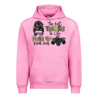 Fuchsia Pink the best things in life mess up your hair Urban Hoodie - MaliasSmallBusiness
