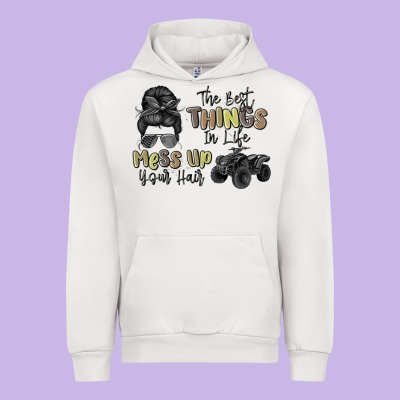 The Best Things In Life Mess Up Your Hair Urban Hoodie Designed By Maliassmallbusiness