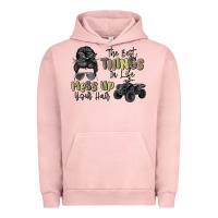 Pigment Salmon the best things in life mess up your hair Urban Hoodie - MaliasSmallBusiness