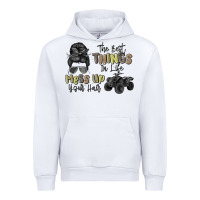 White the best things in life mess up your hair Urban Hoodie - MaliasSmallBusiness