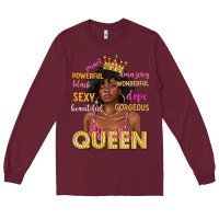 Burgundy queen afro woman Long Sleeve Tee - texasbilliewilder