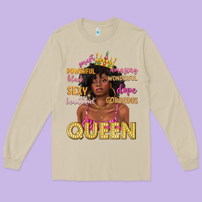 Long Sleeve Tee queen afro woman