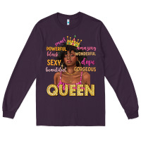 Plum queen afro woman Long Sleeve Tee - texasbilliewilder