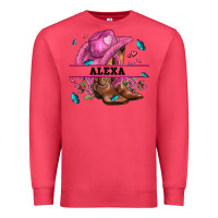 Cardinal pink costom name cowgirl hat and roses Premium Sweatshirt - AdoDesignShop
