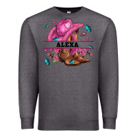 Charcoal Heather pink costom name cowgirl hat and roses Premium Sweatshirt - AdoDesignShop