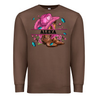 Chestnut pink costom name cowgirl hat and roses Premium Sweatshirt - AdoDesignShop