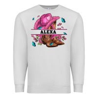 Dove Grey pink costom name cowgirl hat and roses Premium Sweatshirt - AdoDesignShop