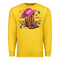 Lemon pink costom name cowgirl hat and roses Premium Sweatshirt - AdoDesignShop
