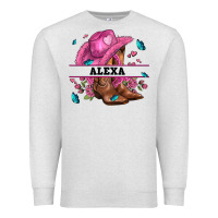 Oatmeal Heather pink costom name cowgirl hat and roses Premium Sweatshirt - AdoDesignShop