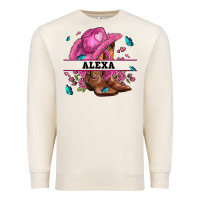 Sandshell pink costom name cowgirl hat and roses Premium Sweatshirt - AdoDesignShop