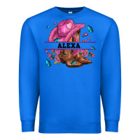 True Royal pink costom name cowgirl hat and roses Premium Sweatshirt - AdoDesignShop