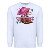 White pink costom name cowgirl hat and roses Premium Sweatshirt - AdoDesignShop