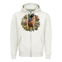 Oatmeal Heather sunflower rodeo Zipper Hoodie - RanaPortraitStore