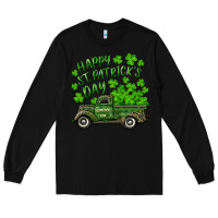 Black Happy st. patrick's day shamrock farm truck Long Sleeve Tee - RanaPortraitStore