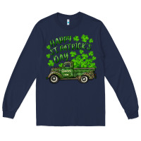 Navy Happy st. patrick's day shamrock farm truck Long Sleeve Tee - RanaPortraitStore
