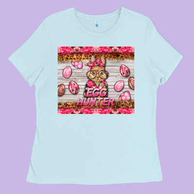 Easter Pink Camouflage Egg Hunter  Bunny Ladies Tee Designed By Barkaloodesign