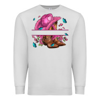 Dove Grey pink cowgirl hat and roses Premium Sweatshirt - AdoDesignShop