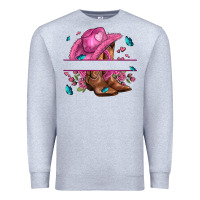 Heather Grey pink cowgirl hat and roses Premium Sweatshirt - AdoDesignShop