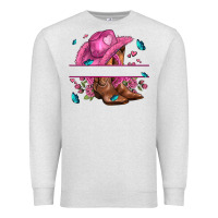 Oatmeal Heather pink cowgirl hat and roses Premium Sweatshirt - AdoDesignShop