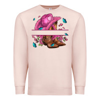 Pale Pink pink cowgirl hat and roses Premium Sweatshirt - AdoDesignShop