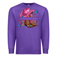 Purple pink cowgirl hat and roses Premium Sweatshirt - AdoDesignShop