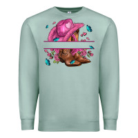 Seafoam pink cowgirl hat and roses Premium Sweatshirt - AdoDesignShop