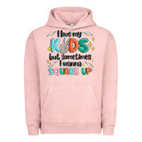 Pigment Salmon i love my kids but sometimes i wanna square up Urban Hoodie - MaliasSmallBusiness