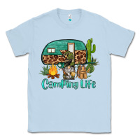 Dusty Blue camping life caravan and gnome Classic Tee - BarkalooDesign