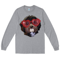 Heather Grey Havanese dog with love glasses Long Sleeve Tee - RanaPortraitStore