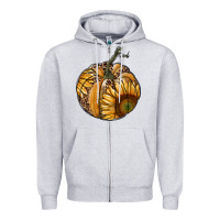 Heather Grey sunflower pumpkin Zipper Hoodie - RanaPortraitStore