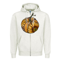 Oatmeal Heather sunflower pumpkin Zipper Hoodie - RanaPortraitStore